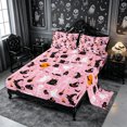 thumbnail image 2 of Erosebridal Spooky Black Cats Queen Sheets 4 Pieces,Gothic Halloween Skeleton Queen Sheet Sets,Pink,1 Flat Sheet, 1 Fitted Sheet and 2 Pillowcases, 2 of 6