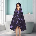 thumbnail image 6 of Purple Halloween Ghosts Skulls and Bats Hooded Bath Towel，50"x30" for Ages 3 To 12 Kids, Quick Dry Lightweight Soft Microfiber Hood Beach Towel Cover Up for Kids, 6 of 7