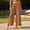 Camel, variant on Womens High Waist Side Slit Wide Leg Pants Drawstring Yoga Dance Casual Cropped Trousers Black L