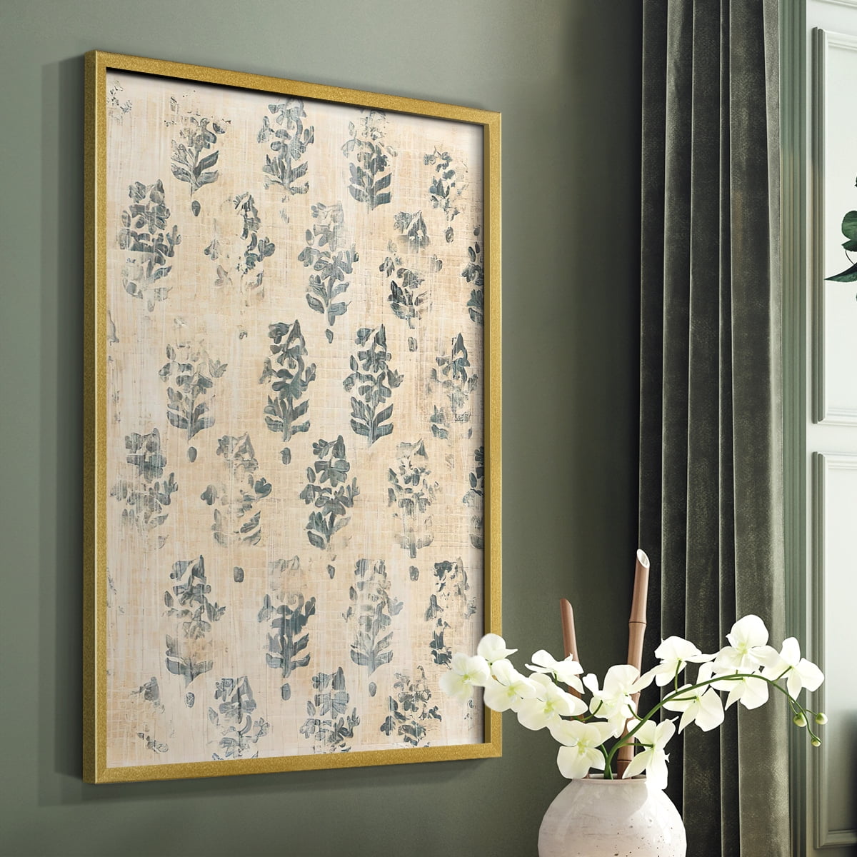 Vintage Blockprint I in Paper Solid Wood 8 x 10 Framed Print