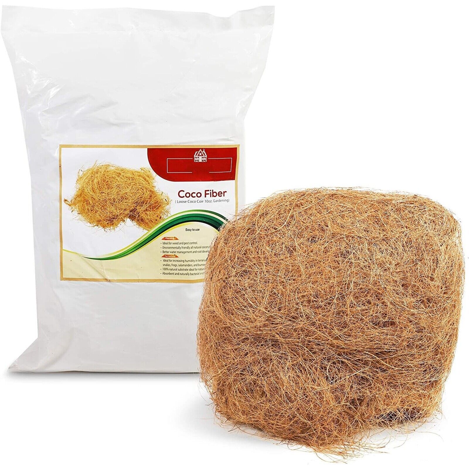 Coconut Husk Substrate for Reptile Bedding and Plants, Loose (10 oz