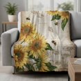 thumbnail image 2 of Sunflowers Blanket Soft Cozy Warm Twin Blanket for Bed, Plush Fuzzy Flannel Fleece Blankets for Sofa, Vintage Yellow Floral Farm Butterfly Throw Blankets for Couch, Gifts for Men, 60"x80", 2 of 9