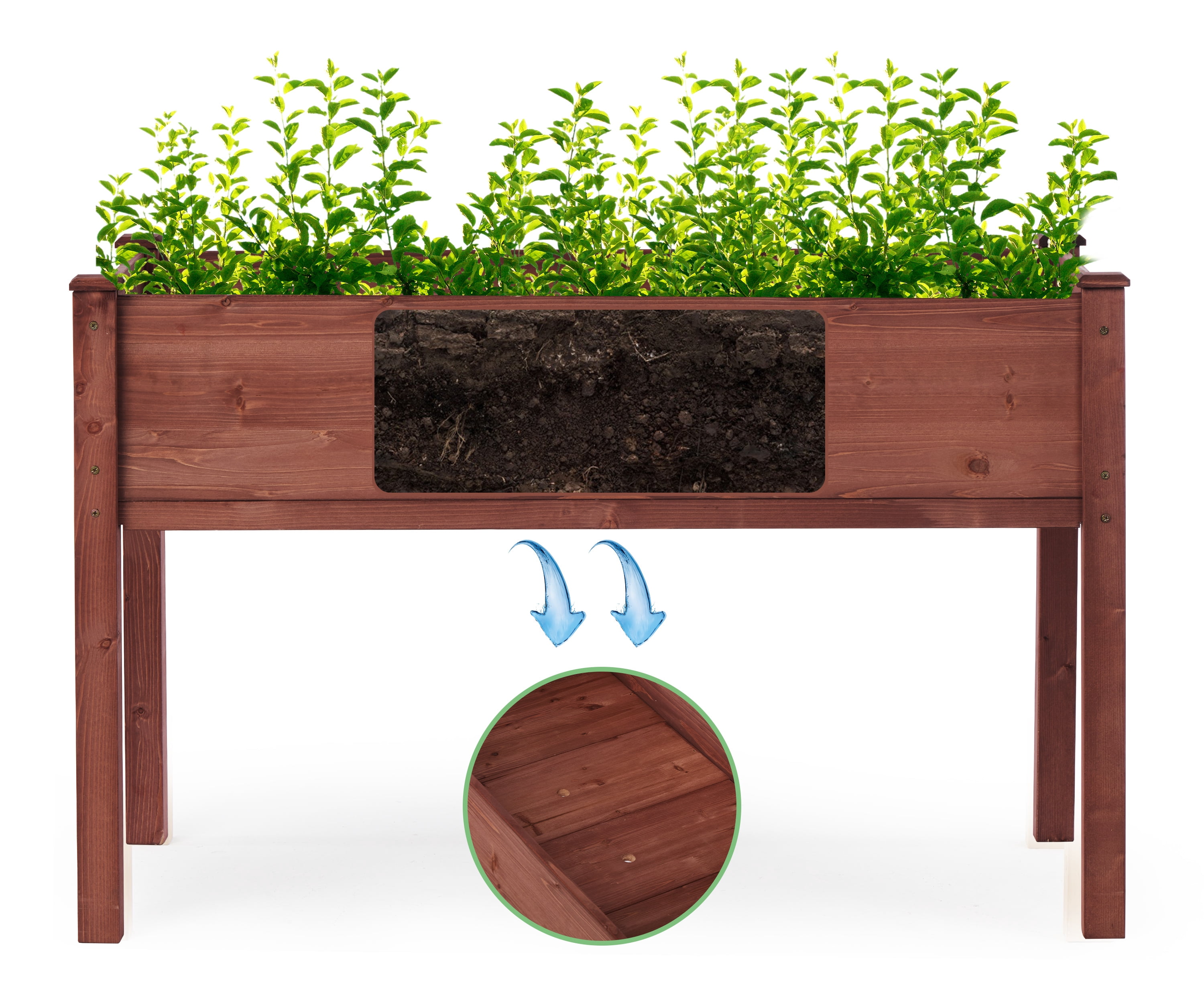 48x24x30 inch Raised Garden Bed with Legs, Elevated Wooden Planter Box for Outdoor Plants Herbs