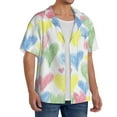 thumbnail image 4 of Xecao offers the Hand Drawn Colored Hearts for Men's Casual Short-sleeved Shirt, a button-up collared shirt with a pocket, perfect for beach vacations and yacht travel in the 3X-Large size., 4 of 7
