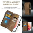 thumbnail image 4 of Asuwish Kickstand Hard Shell Wallet Cell Phone Case with Tempered Glass Screen Protector for Samsung Galaxy S21, Brown, 4 of 7