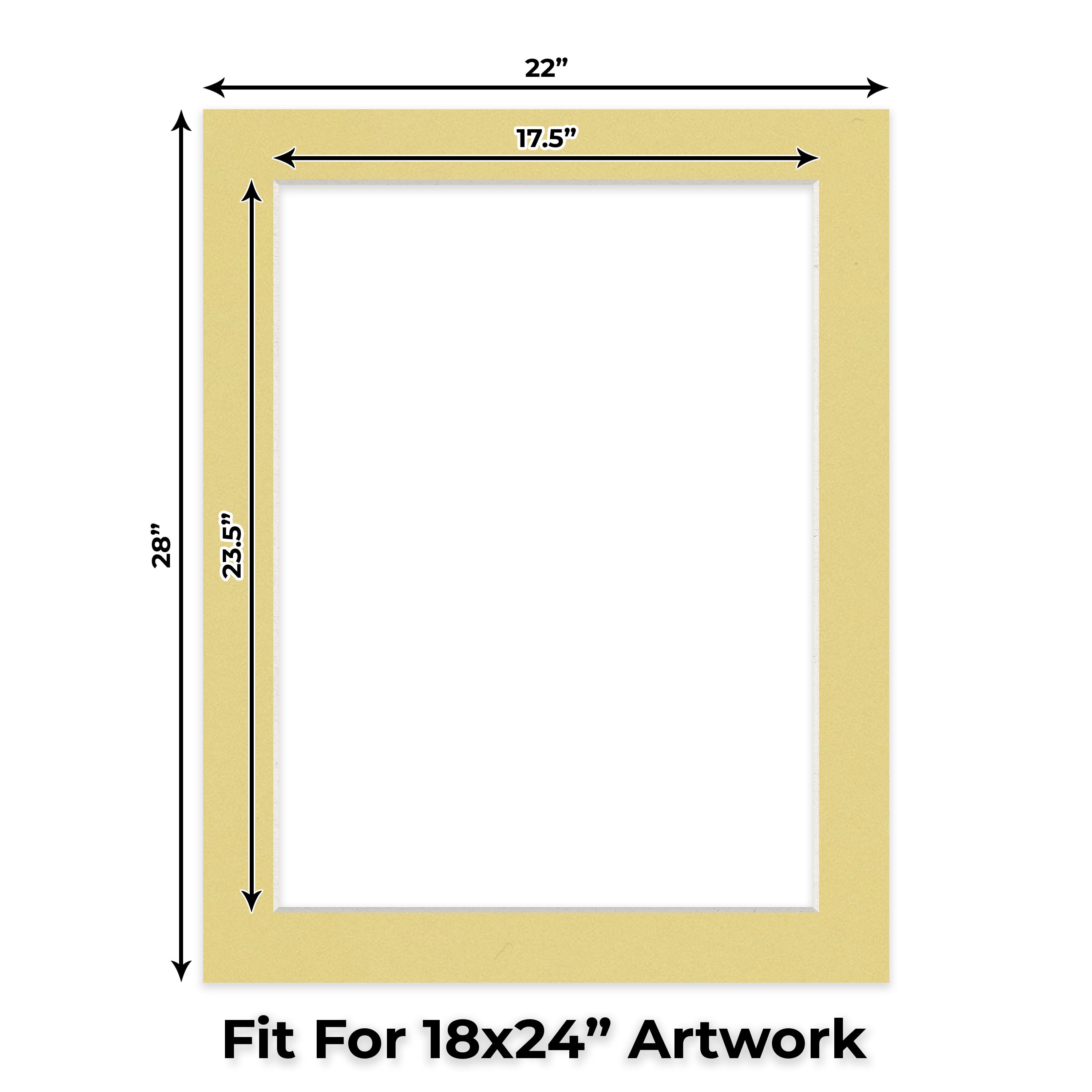 Soft Yellow Picture Frame Mat for 22x28 Frames - Fits 18x24 Photos - 25 Mats