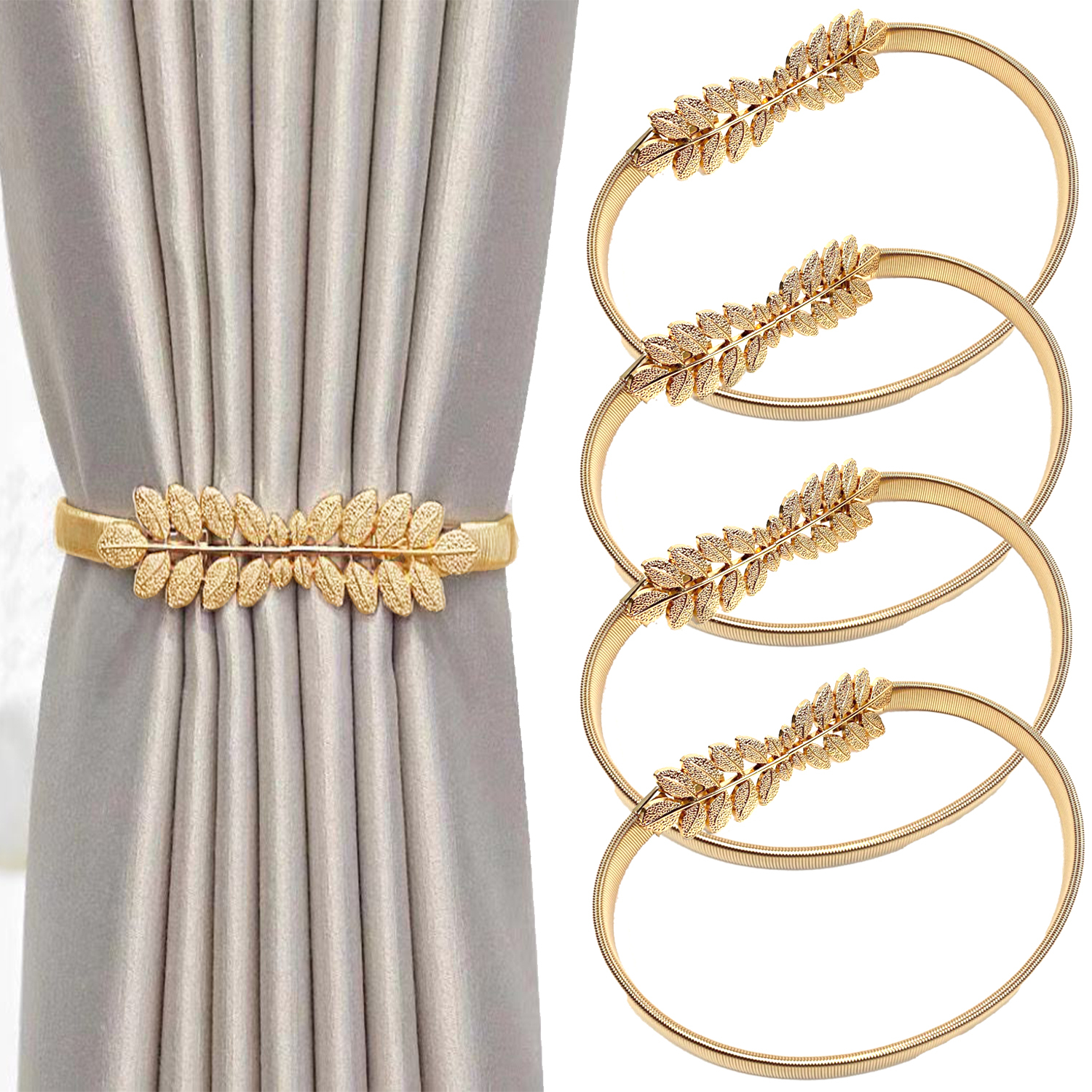 Adjustable Curtain Tiebacks, 4 pack Alloy Drapery Holdback Ties Backs for Window Curtain