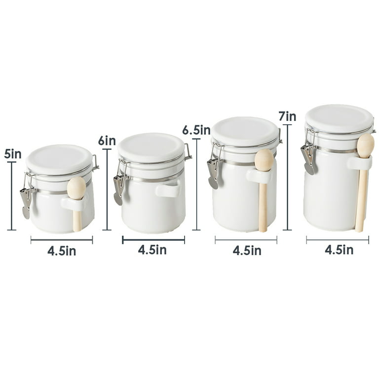 Foraineam 4-Piece Ceramic Canister Set Airtight Food Storage Container with  Clamp Top Lid and Wooden Spoon