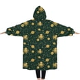 thumbnail image 2 of Oversized Wearable Blanket Hoodie,Green Octopus Planet Star Pattern Sherpa Blanket Hoodie with Super Pockets,Super Warm Fuzzy Pullover for Women & Men, 2 of 6