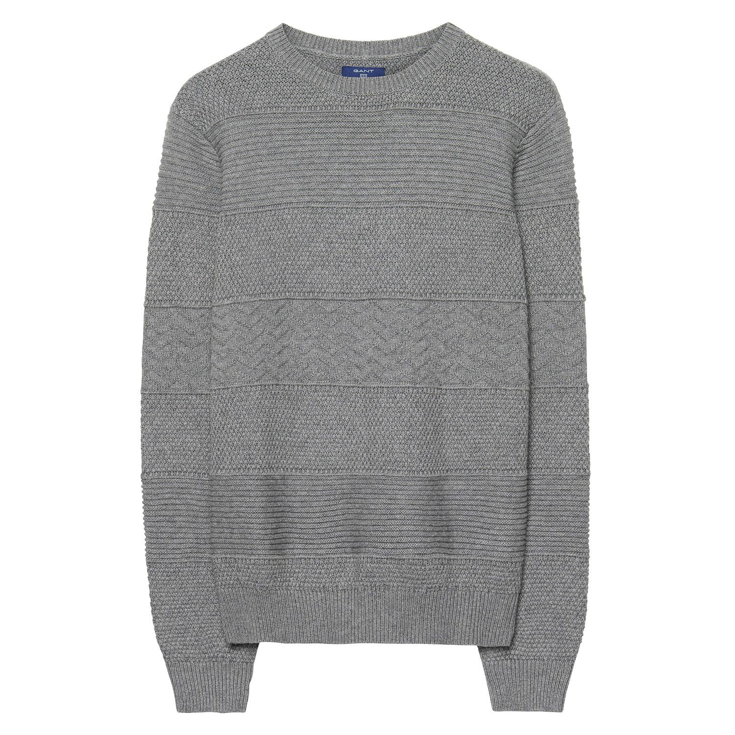 Gant Men's Structure Crew Sweater, Grey Melange, Medium