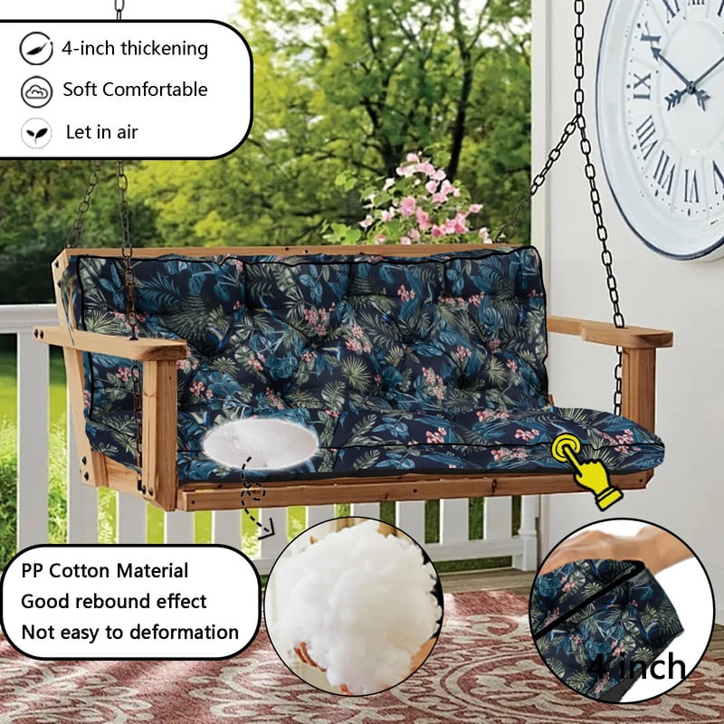 Swing Cushions 3 Seater Replacement, Waterproof Porch Swing Cushions, Thicken 5" Bench Cushions for Outdoor Furniture With Backrest , Patio Loveseat Sofa Pads（hummingbird,40*55in）