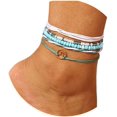 thumbnail image 1 of Boho Tobillera turquesa en capas Pulsera de tobillo azul cera Cuerda Playa, 1 of 3