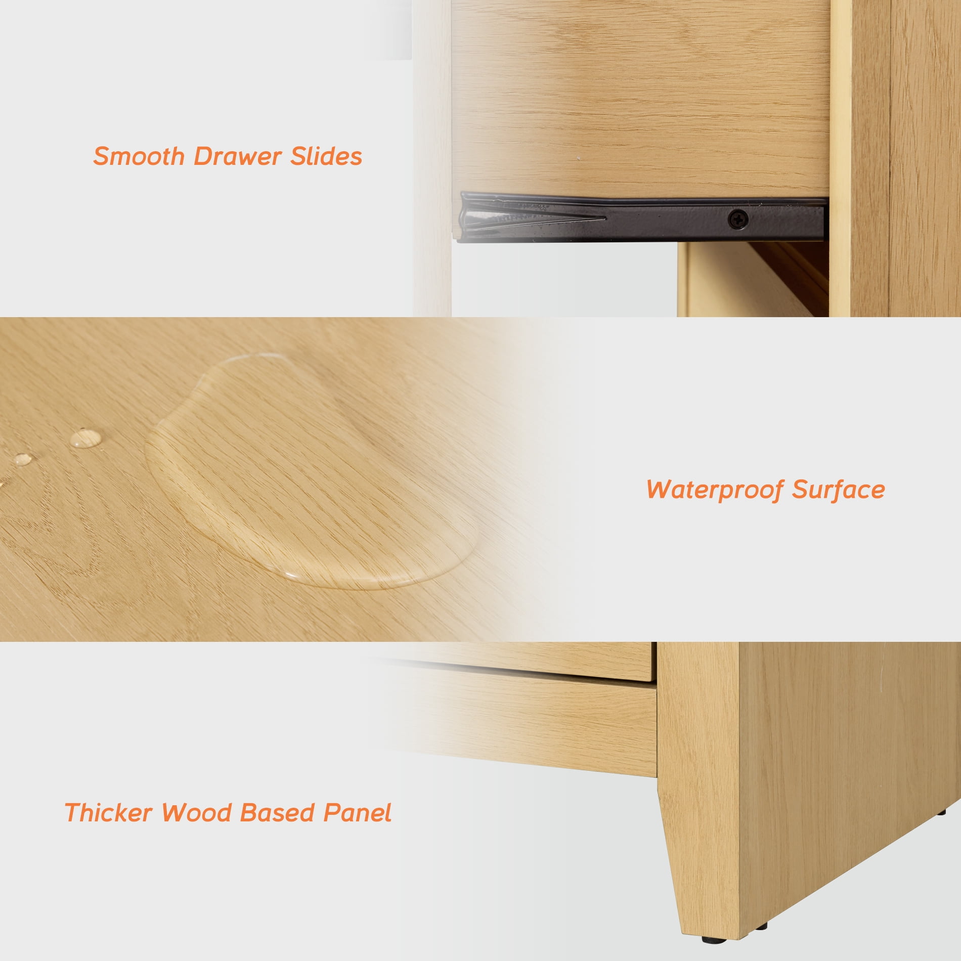 Farmhouse Rustic Wooden Nightstand With 2 Smooth‑Glide Storage Drawers,Solid‑Base Bedside End Table,Multi‑Purpose Accent Side Cabinet For Bedroom,Living‑Room,Oak