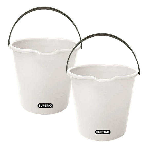 Superio 2-Pack Plastic Cleaning Bucket for Home, 2 Gallon Pail for Mopping with Large Spout - Bucket for Floor Mopping, Car Wash - Bowls for Camping, Fishing