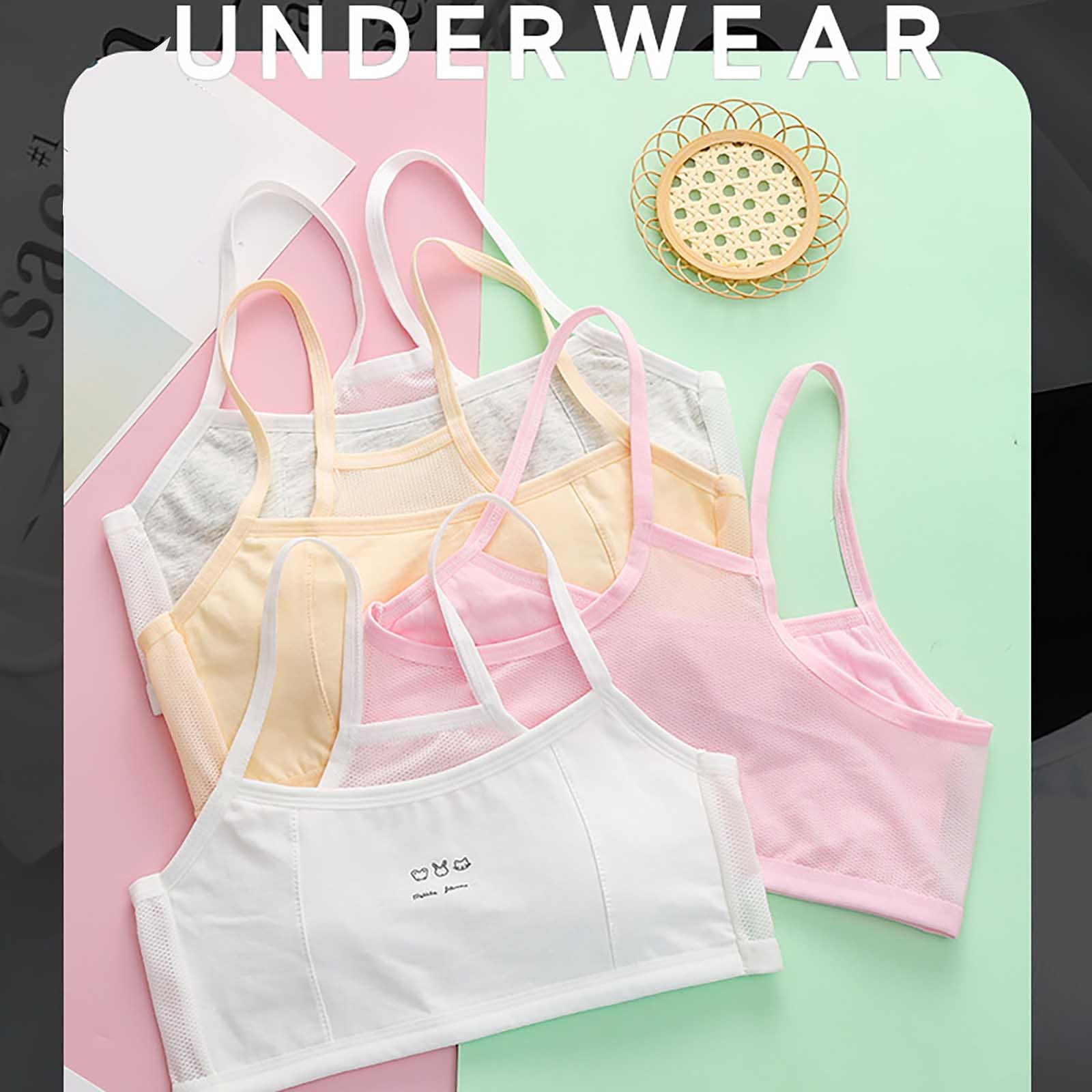 Crop Top Soutien-gorge Fille - Sans Armature, Sans Couture - Sport, Entraînement - Blanc - Adolescent