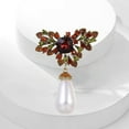 thumbnail image 3 of BQBQERT Luxurious French Styles Pearls Accented Green Red Brooch In Sturdy Alloy Unique Lapel Pin For Evening Occasions, 3 of 10
