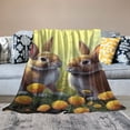 thumbnail image 2 of Creowell Rabbits Flowers Butterfly Print Throw Blanket Soft Plush Blanket for Bed Couch Car Kids Adults All Seasons 50x60in, 2 of 6