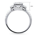 thumbnail image 4 of BERRICLE Sterling Silver 3-Stone Wedding Engagement Rings 2.1 Carat Step Emerald Cut Cubic Zirconia CZ Promise Ring for Women, Rhodium Plated Size 5.5, 4 of 9