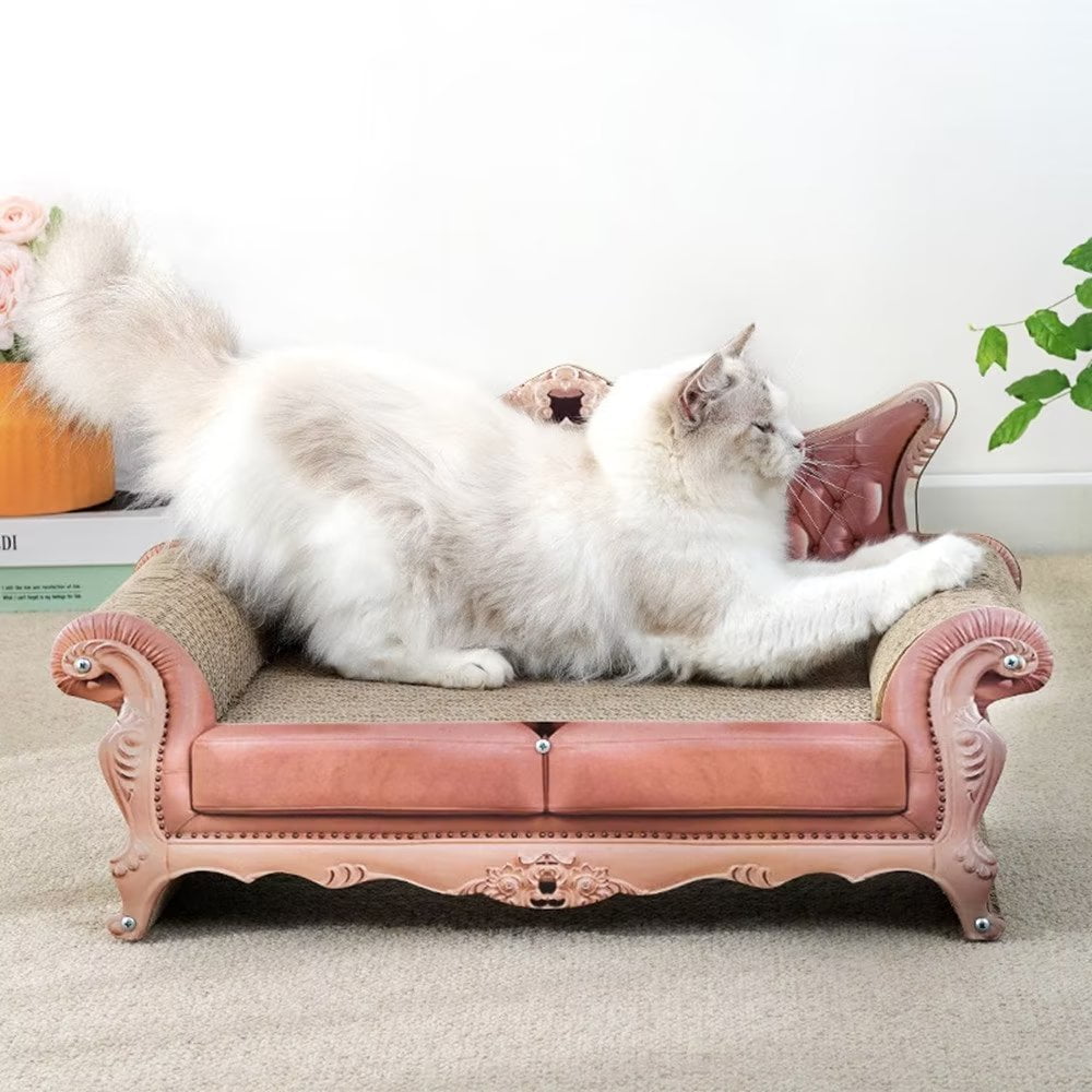 Qunbio Large Cat Scratcher Couch 23.3 L Cat Scratching Board Sofa Shaped Indoor Cats Cardboard Scratcher Pink Walmart