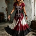 thumbnail image 4 of Ovbmpzd Bone Print Halloween Dresses for Women Plus Size Maxi Red Plus Size A-Line Dresses Short Sleeve V Neck Flowy Dresses,XXXXXL, 4 of 5