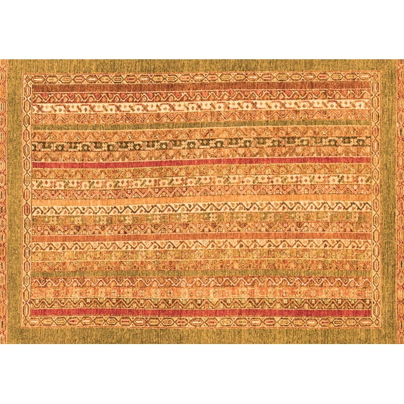 Ahgly Company Indoor Rectangle Oriental Orange Modern Area Rugs, 7' x 9'