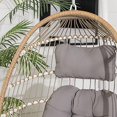 thumbnail image 4 of Walker Edison Resin Rattan Wicker Swing Egg Chair with Stand in Brown/Gray, 4 of 8