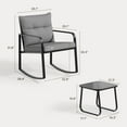 thumbnail image 2 of Asofer 3-PCS Patio Furniture Set, Rocking Bistro Set with Soft Cushion & Coffee Table for Porch, Balcony, Backyard, Gray, 2 of 12