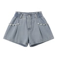 thumbnail image 3 of EnJoCho Kids Girls Jean Shorts Loose Fit Soft Cotton Comfy Ruffl𝖾 Tween Girls Pull on Denim Shorts Skorts Asymmetrical Tennis Outfits Cute Jean Shorts For Teens, 3 of 8