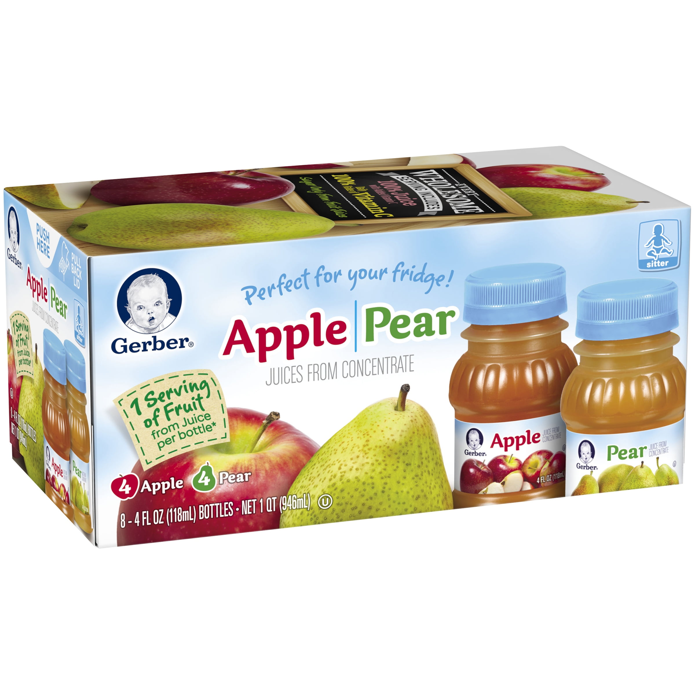 Gerber 100% Apple Juice & Pear Juice, 4 oz, 8 ct by Gerber Products Company