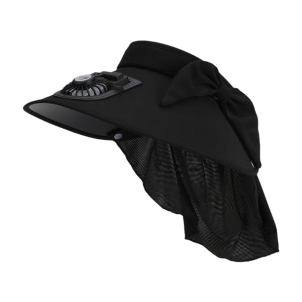 Ventilador de moda de sombrero de visor de ventilador para pescar Camping Beach al aire libre deportes al aire libre Negro