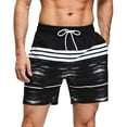 thumbnail image 4 of DAKIMOE Mens Swim Trunks Stretch Water Beach Shorts with Compression Liner 2 in 1 Quick-Dry Swimming Shorts with Zipper Pockets, Black&White&Gray, M, 4 of 8