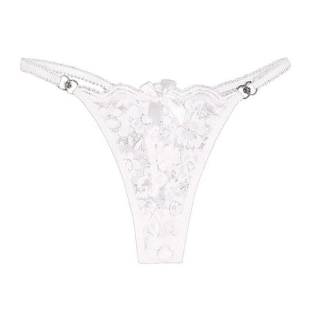 Womens Panties Briefs Funny Tongs White Lace Thong Comfy Underwear for Women L