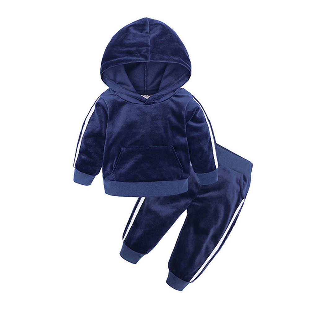 wsevypo 2PCS Toddler Baby Girl Boy Winter Tracksuit Velvet Hooded Set