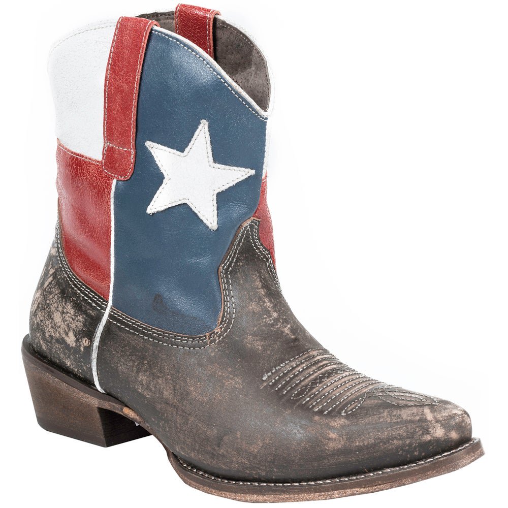 Roper Roper Texas Flag Snip Toe Womens Western Cowboy Boots Ankle Low