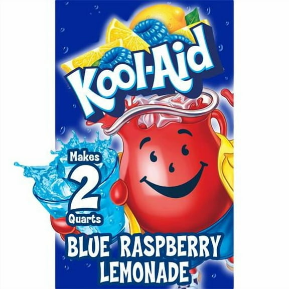 Kool-Aid Unsweetened Blue Raspberry Lemonade Artificially Flavored Powdered Drink Mix, 0.22 Oz. Packet - Pack of 2