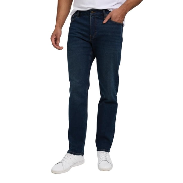 Jeans IZOD para hombre, corte recto, estilo clásico con 5 bolsillos, azul oscuro