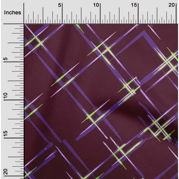 oneOone Viscose Jersey Dark Magenta Fabric Check Quilting Supplies Print Sewing Fabric By The Yard 60 Inch Wide