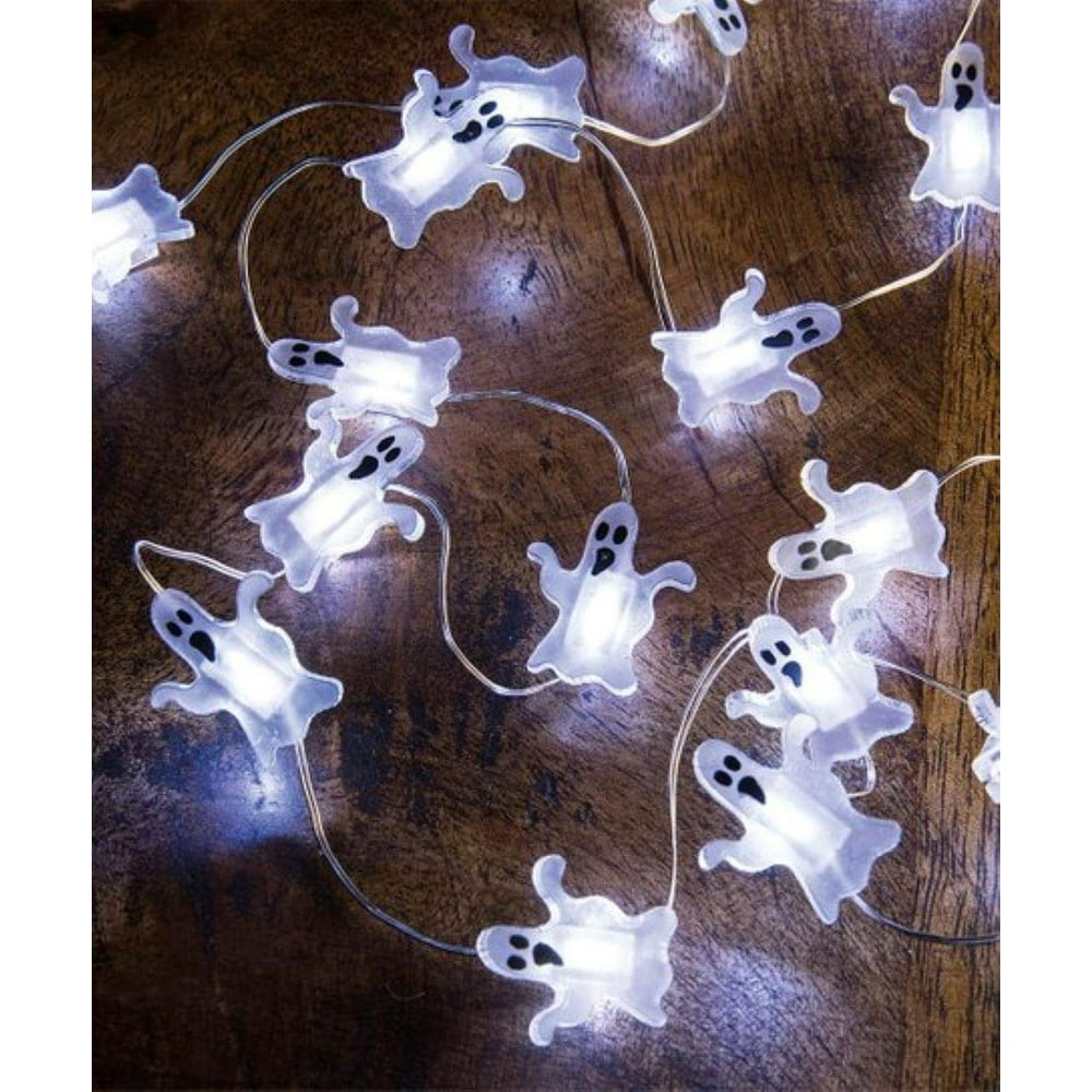 Ghost String Lights
 20 LED Ghost Themed Spooky Halloween Mini String Lights W Timer Battery