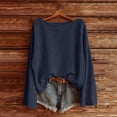 thumbnail image 1 of Hfnxid Womens Long Sleeve Shirts Loose Fit Tunic Tops Solid Color Crewneck Tshirts Casual Vacation Blouses Navy,XXL, 1 of 6
