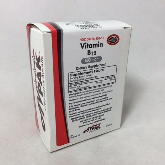 AvKare Vitamin B-12 Tablets, 250 mcg, 50 Count