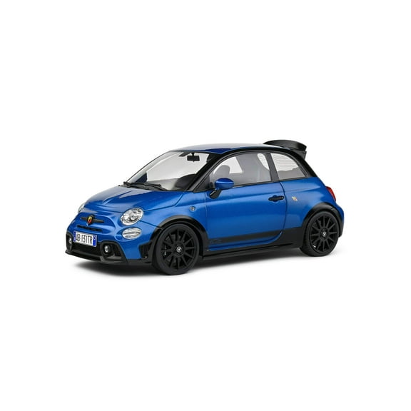 2022 Fiat 695 Abarth "Tributo 131 Rally" Podium Blue Metallic with Black Side Stripes 1/18 Diecast Model Car by Solido
