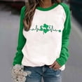 thumbnail image 1 of WREESH Mode Femmes Printemps Patchwork St. Patrick'S Day Imprimé Manches Longues Col Rond Casual Tee Tops, 1 of 1