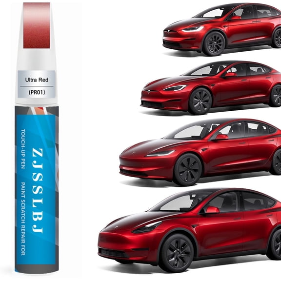 Car Touch Up Paint(Ultra Red(PR01)) for Tesla Model Y/3/S/X, 2 in 1 DIY Car Paint Scratch Repair Kit with Pen Tip & Brush, Scratch Remover Pen with Color-Matched for Tesla