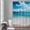 thumbnail image 5 of Summer Ocean Beach Wave Bathroom Shower Curtain, Modern Blue Marine Style Waterproof Washable Soft Bath Curtain for Bathtub Decor with 12 Hooks&Grommet, 48x72 Inch, 5 of 9