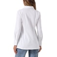 thumbnail image 3 of INSPIRE CHIC Point Collar Button Down Shirt for Women's Work Office Long Sleeve Top White L, 3 of 4