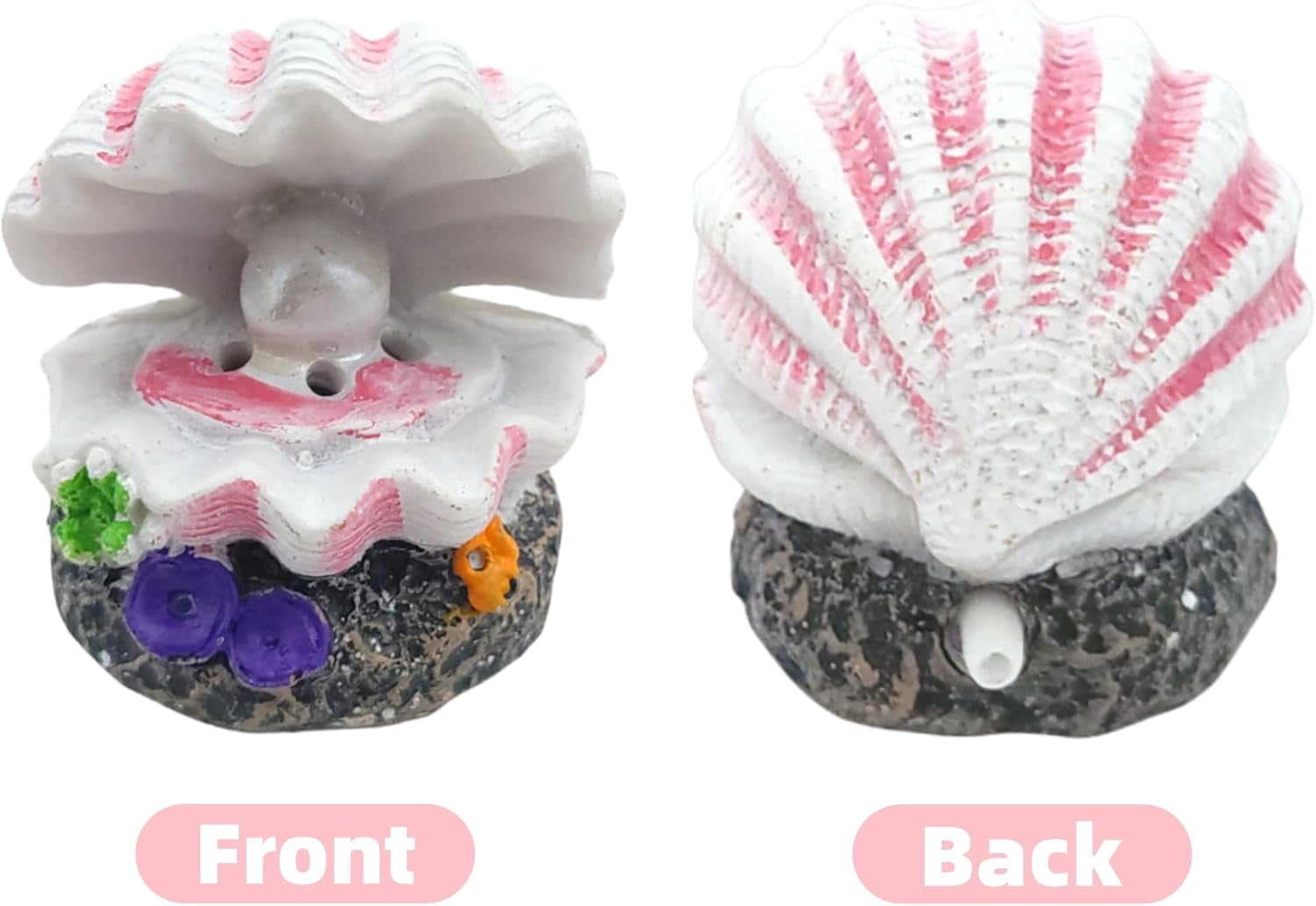 Aquarium Shell Decor Air Bubble Stone with Bubbler Volcano Ornament Undersea Clam Pearl Ornaments for Fish Tank