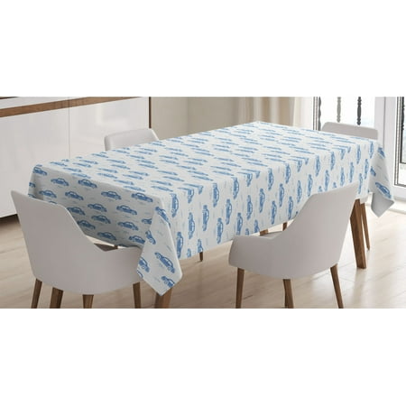 

Taxi Tablecloth Pale Toned Vehicles Pattern Urban Transportation Theme Simplistic Doodle Rectangle Satin Table Cover Accent for Dining Room and Kitchen 60 X 90 Pale Blue and White by Ambesonne
