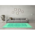 thumbnail image 3 of Ahgly Company Machine Washable Indoor Round Oriental Turquoise Blue Traditional Area Rugs, 4' Round, 3 of 4