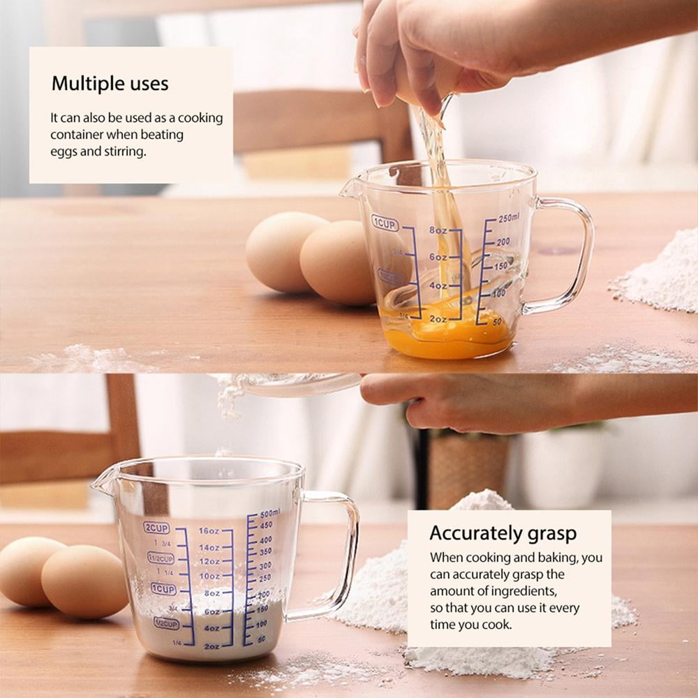 Topumt Borosilicate Glass Measuring Cup with Intervals Scale New Kitchen  Accessories Easy Measure Liquid Powder Milk Cups 