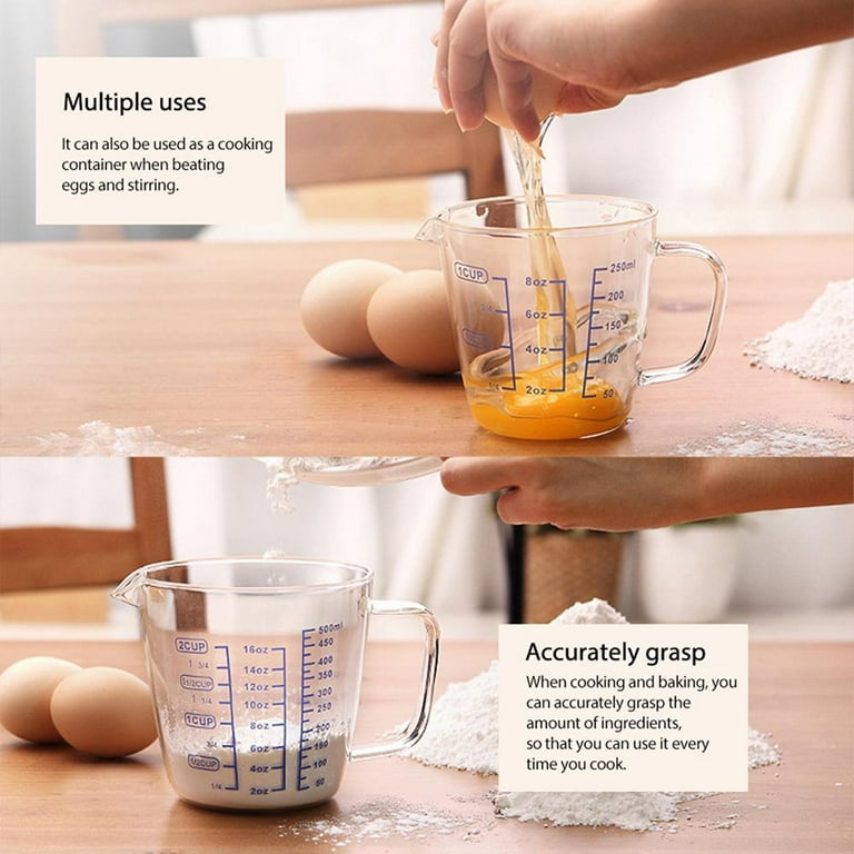 Borosilicate Glass Wet and Dry Measuring Cup with Oversized Measurements,  Clear 